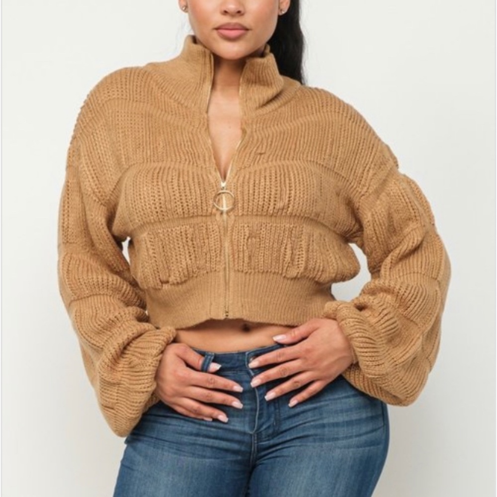 Mocha Quarter Zip Sweater